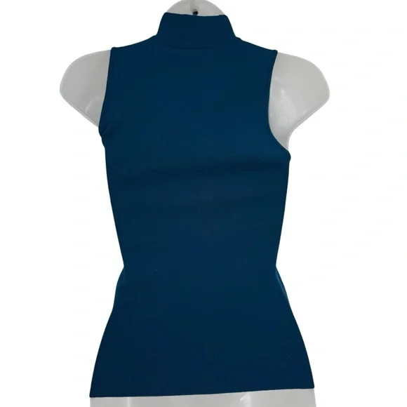 Alice + Olivia Kiki Blue-green mock neck Cutout Tank  Size Small Sleeveless - Picture 2 of 9